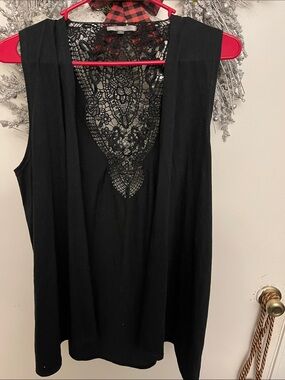 Black Lace-Back Women’s Tank Top